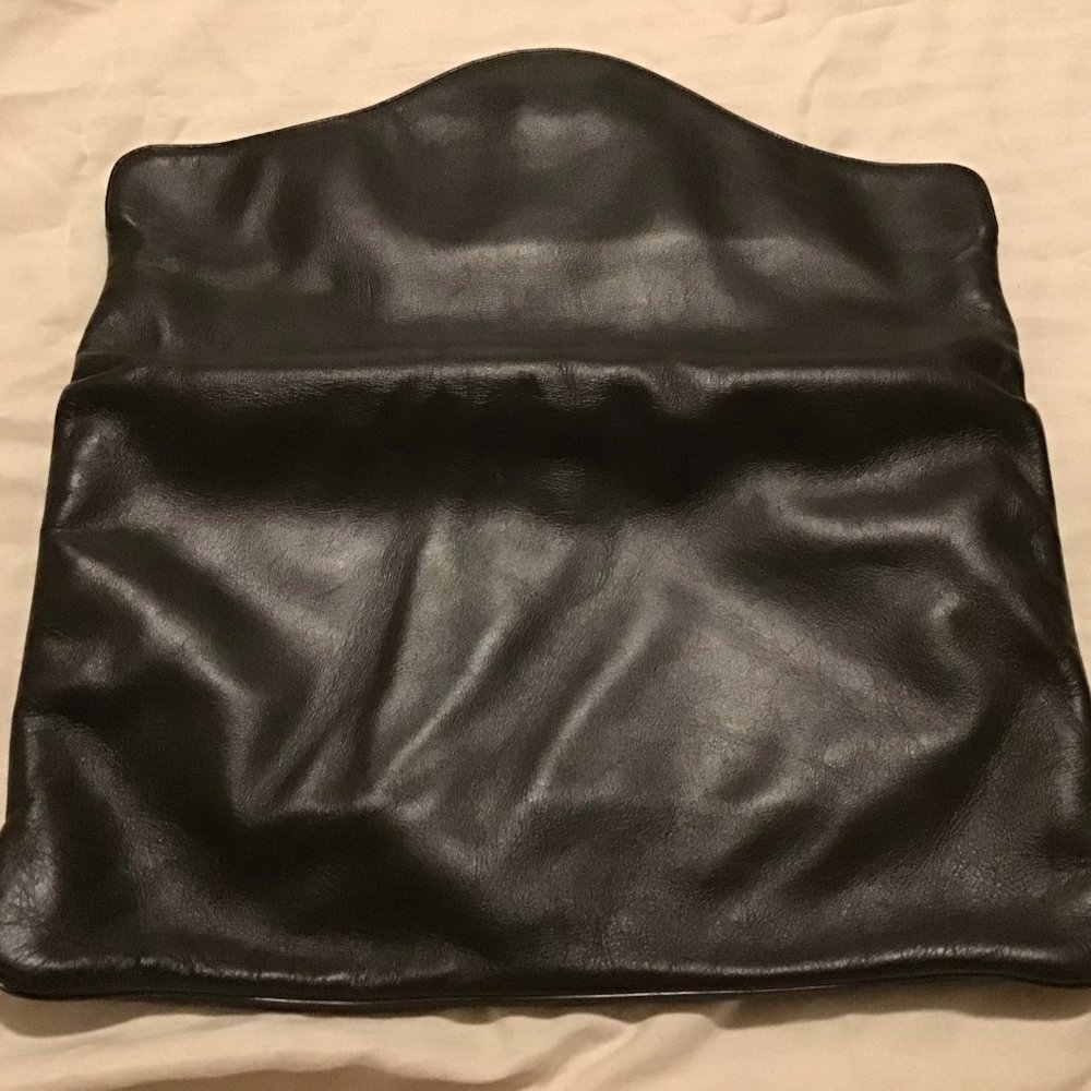 Crouch & Fitzgerald brown leather envelope clutch.